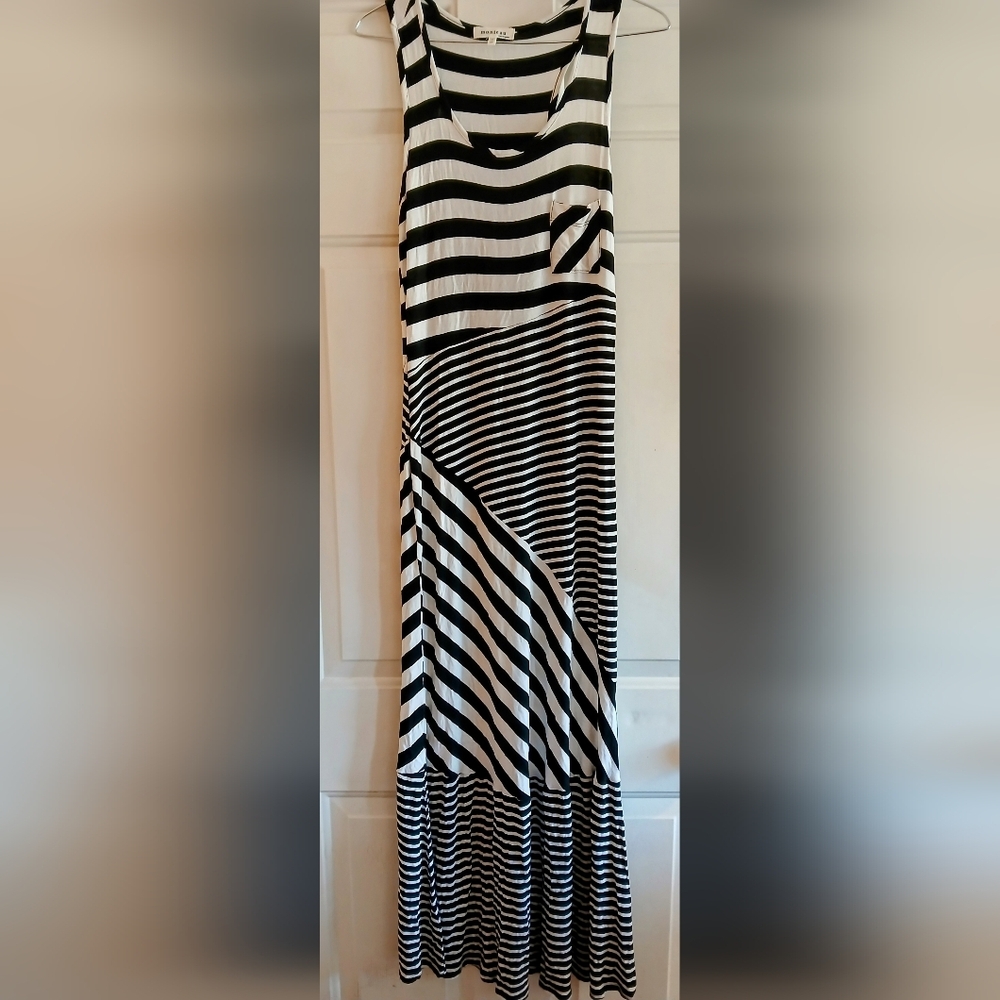 Monteau Black and White Asymmetrical Maxi Dress